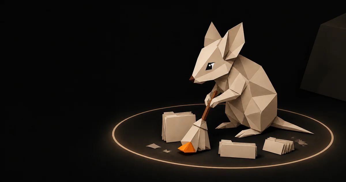 The Mouzi mouse organizing files inside a warm boundary that represents local processing